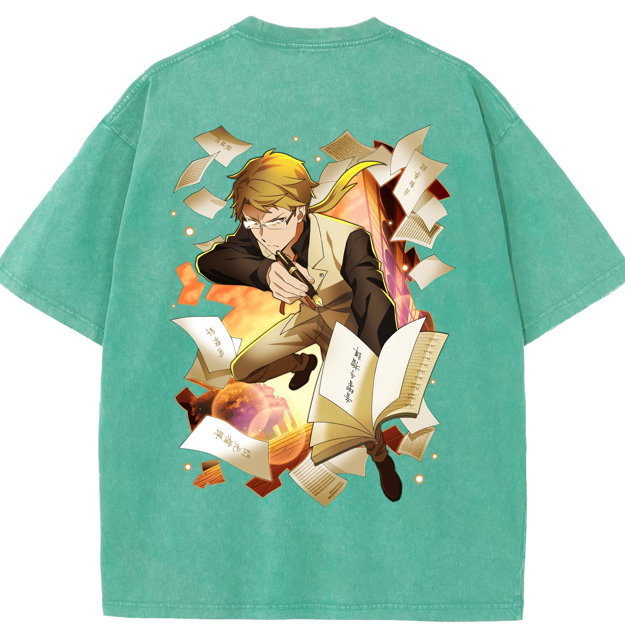 （画像用） 文豪ストレイドッグス Bungo Stray Dogs 綿100% ヴィンテージ風 半袖Tシャツ（背面プリント）